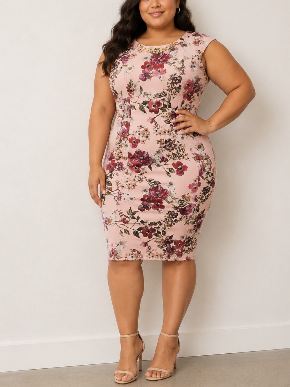 𝐁𝐮𝐧𝐝𝐥𝐞 𝐎𝐧𝐥𝐲* Enfocus Studio Blush Pink Floral Midi Sheath Dress